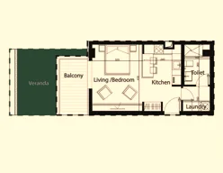 Dhermi - Palase, shes garsonier 1+1 Kati 1, 58 m² (Green Terrace Residence)