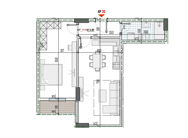 Tirane, shes apartament 1+1+Ballkon Kati 2, 78 m² 87.000 € (Tirana View Residence)