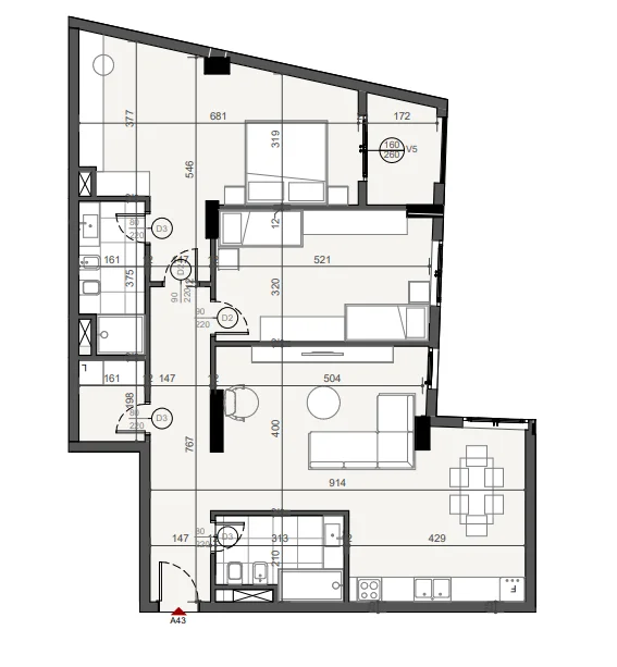 Tirane, shes apartament 2+1+Ballkon Kati 4, 143 m² 301.392 € (Rruga "Reshit Petrela")
