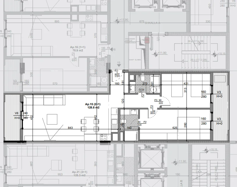 Tirane, shes apartament 2+1+Ballkon Kati 3, 128 m² 108.000 € (Bathore, Kamez)