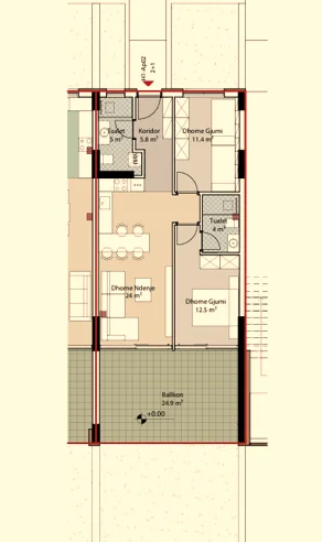 Durres, shes apartament 2+1+Ballkon Kati 0, 112 m² 259.000 € (Porto Lalzi)