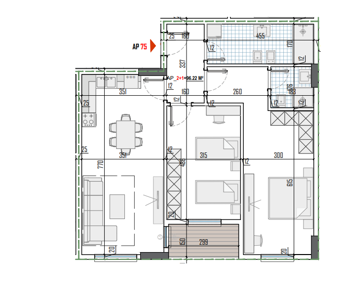 Tirane, shes apartament 2+1+Ballkon Kati 7, 112 m² 124.000 € (Tirana View Residence)