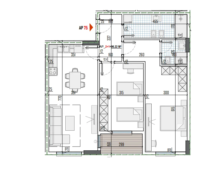 Tirane, shes apartament 2+1+Ballkon Kati 7, 112 m² 124.000 € (Tirana View Residence)