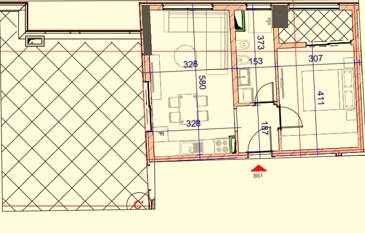 Tirane, shes apartament 1+1+Ballkon Kati 5, 62 m² 181.000 € (Rezidenca Jordan)