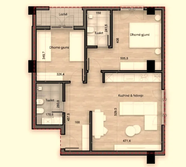 Tirane, shes apartament 2+1+Ballkon Kati 4, 103 m² 149.000 € (Porcelan)