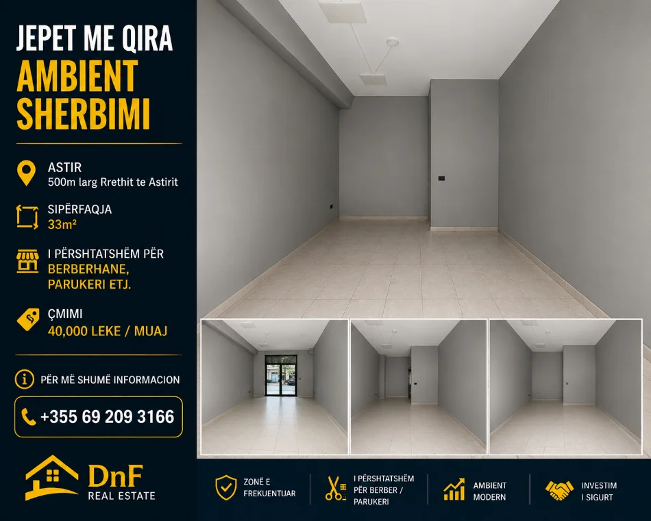 Tirane, jepet me qera ambjent biznesi Kati 0, 33 m² 400 € (Astir)