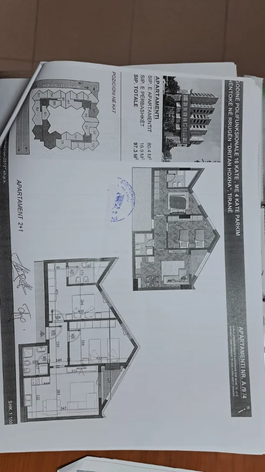 Tirane, shitet apartament 2+1 Kati 9, 98 m² (zogu i zi)