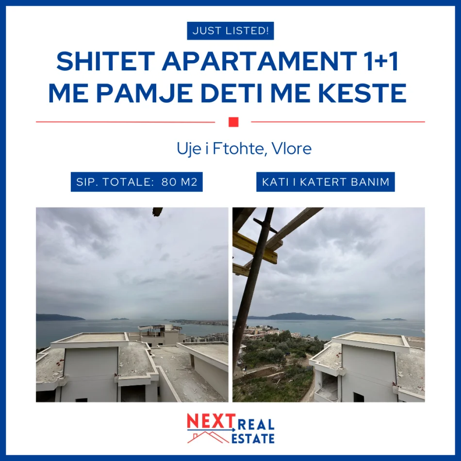 SHITET APARTAMENT 1+1 ME PAMJE TE PLOTE DETI ME 4 KESTE NE KODER LUNGOMARE, VLORE