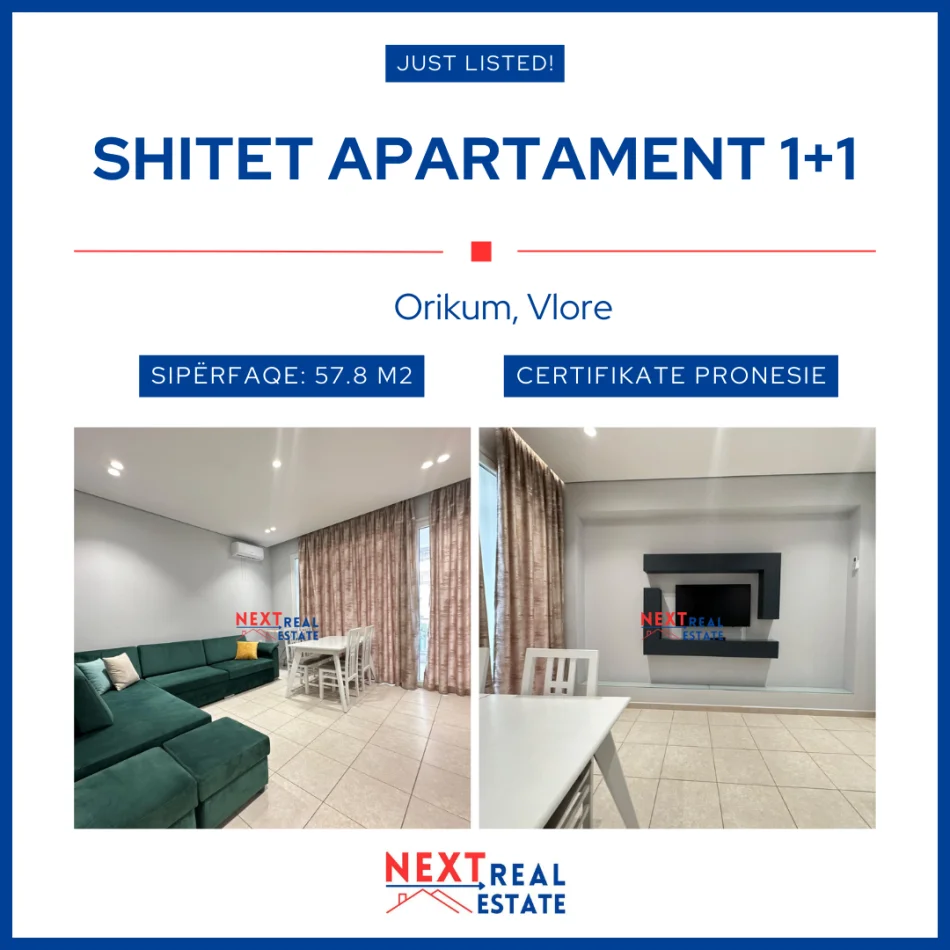 REZERVO PRONEN VETEM ME 500€!  SHITEN 4 APARTAMENTE 1+1 BASHKE NE ORIKUM, VLORE