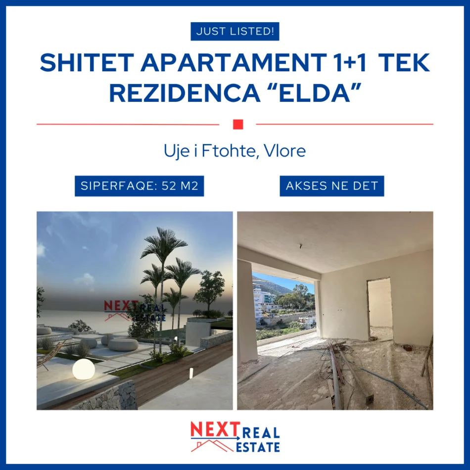 REZERVO PRONEN VETEM ME 500€! SHITET APARTAMENT 1+1 ME KESTE TE REZIDENCA “ELDA”, VLORE