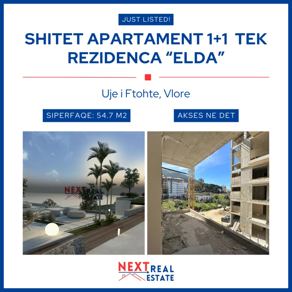 REZERVO PRONEN VETEM ME 500€! SHITET APARTAMENT 1+1 ME KESTE TE REZIDENCA “ELDA”, VLORE