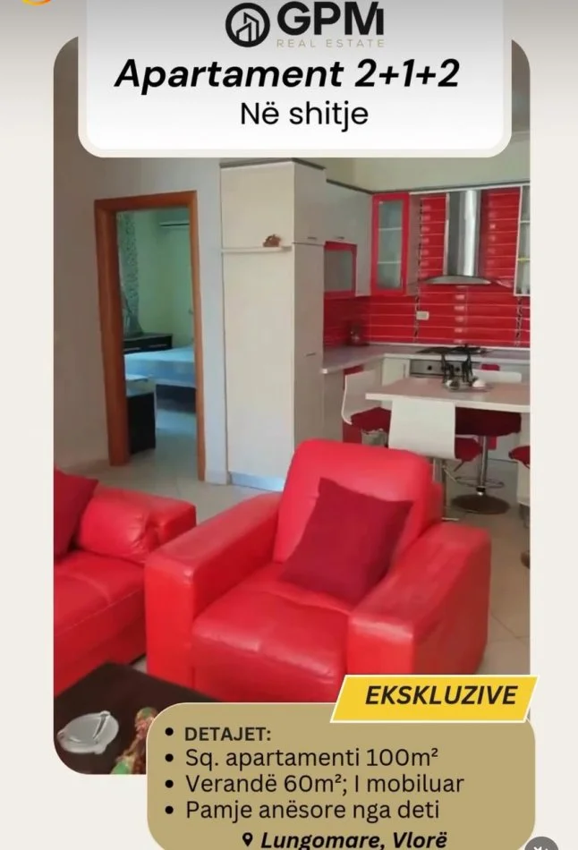 Vlore, shitet apartament 2+1 ne Lungomare  ,100 m² 270.000 €.