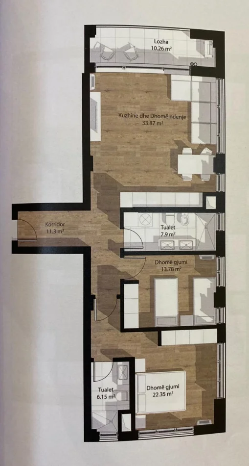 Tirane, jepet me qera apartament 2+1 Kati 3, 121 m² 750 € (Bulevardi i Ri)