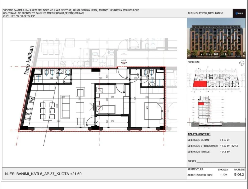 APARTAMENTE 2+1 NE SHITJE TE BULEVARDI I RI