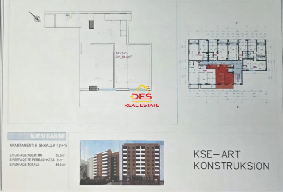 Vlore, shitet apartament 1+1+Ballkon Kati 7, 64 m² (Rruga Pelivan Leskaj)