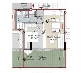 Durres, shes apartament 1+1+Ballkon Kati 5, 64 m² 161.000 € (Porto Lalzi)
