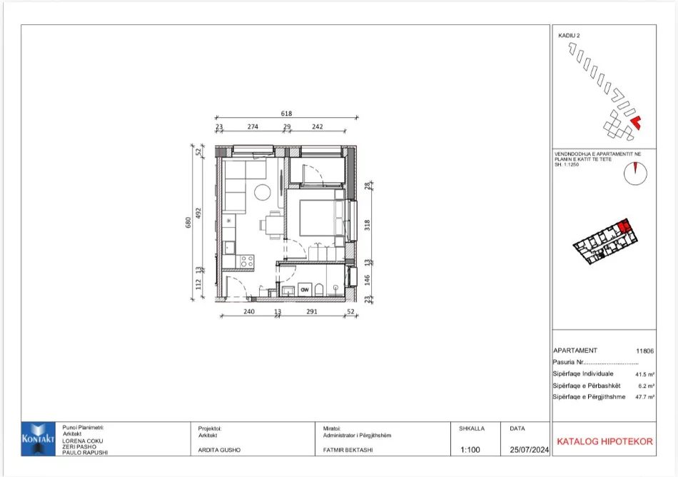 Tirane, shitet apartament 1+1+Ballkon Kati 8, 48 m² 82.000 € (Rruga Pasho Hysa)