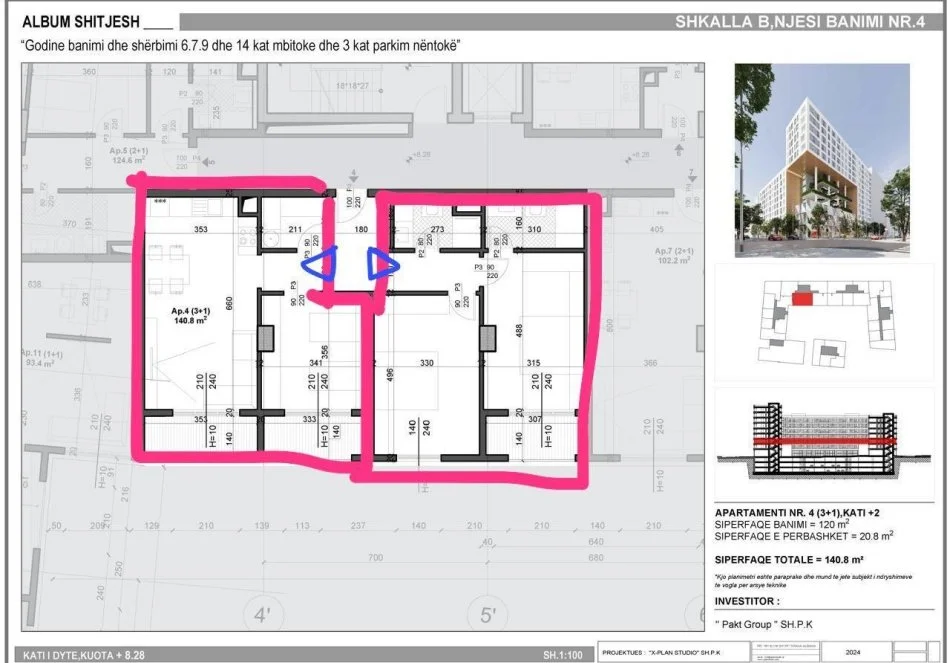 Tirane, shitet apartament 3+1 Kati 2, 141 m² 182.000 € (Bulevardi i Ri)
