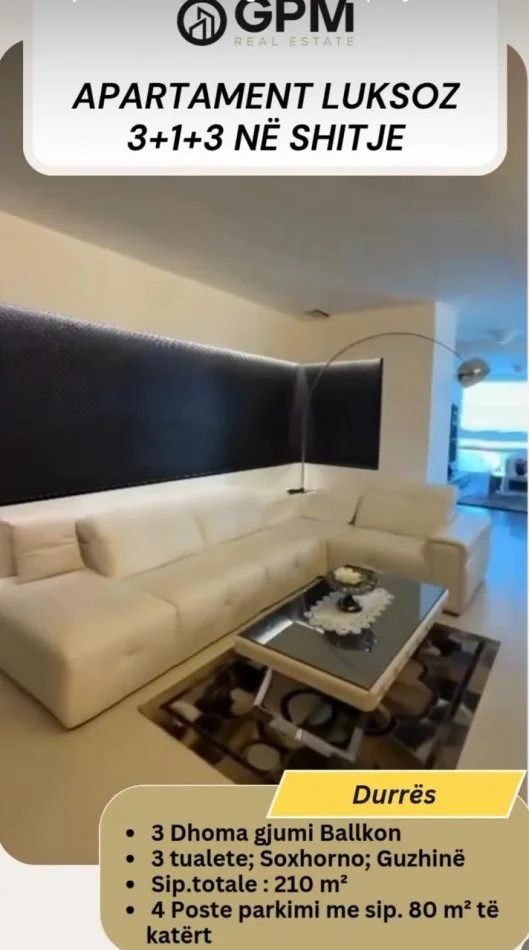Durres, shitet apartament 3+1 , 210 m²