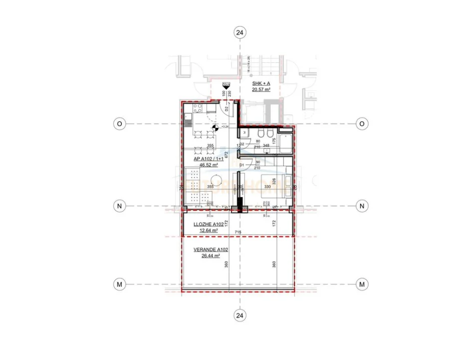 Dhermi - Palase, shitet apartament 1+1+VERANDE Kati 1, 78 m² 202.100 € (DHERMI)