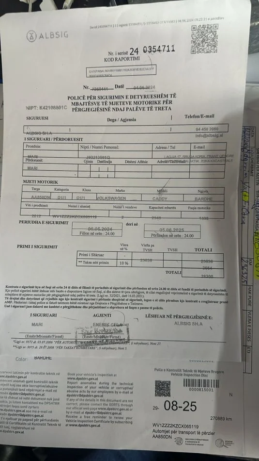 Durres, shitet Furgon VW CADDY MAX Nafte, MANUALE.