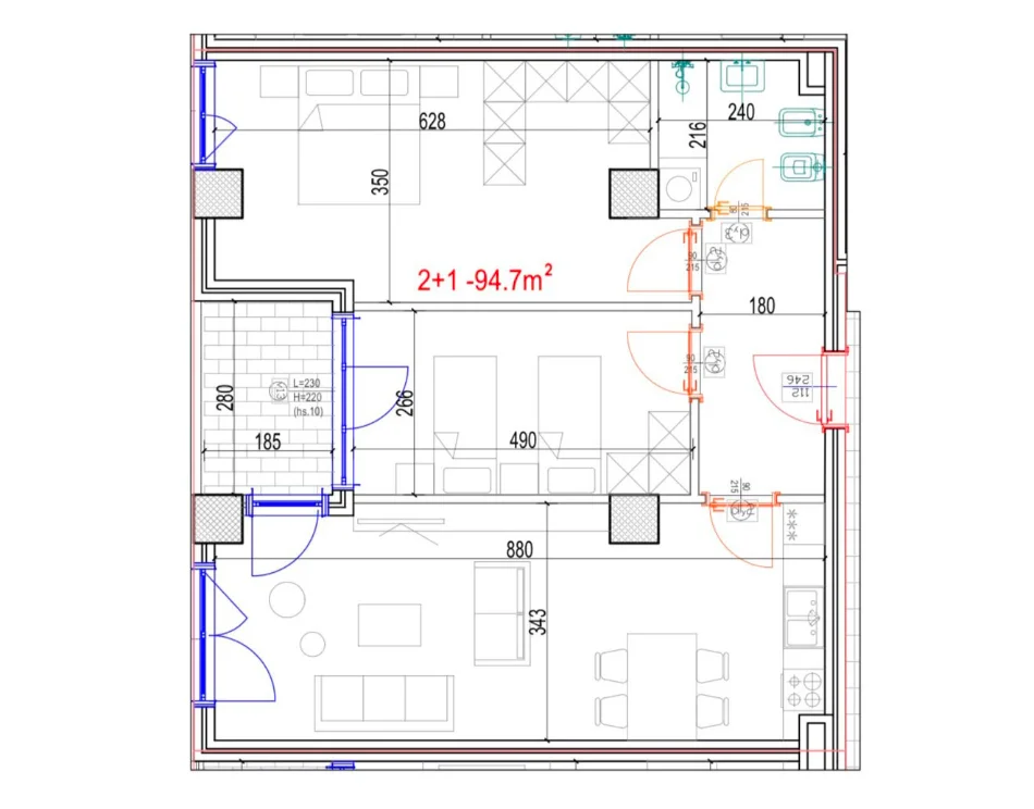 Tirane, shitet apartament 2+1 , 113 m² 210.000 € (laprake)