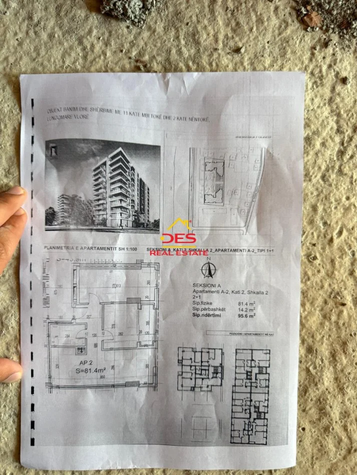 Vlore, shitet apartament 2+1+Ballkon Kati 2, 95 m² (Lungomare,Vlorë)