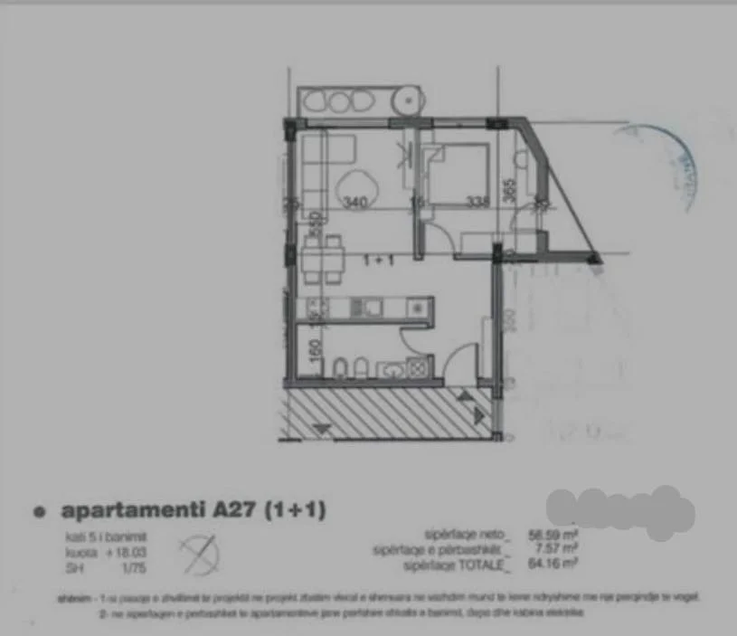 🔱APARTAMENT 1+1 NE SHITJE TE FUSHA E AVIACIONIT