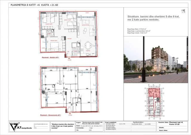 Tirane, shitet apartament 2+1+BLK Kati 6, 156.380 Euro (Jordan Misja)