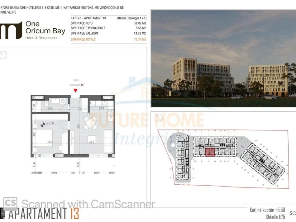 Radhime - Orikum, shitet apartament 1+1 Kati 1, 74 m² 162.200 € (ORIKUM)
