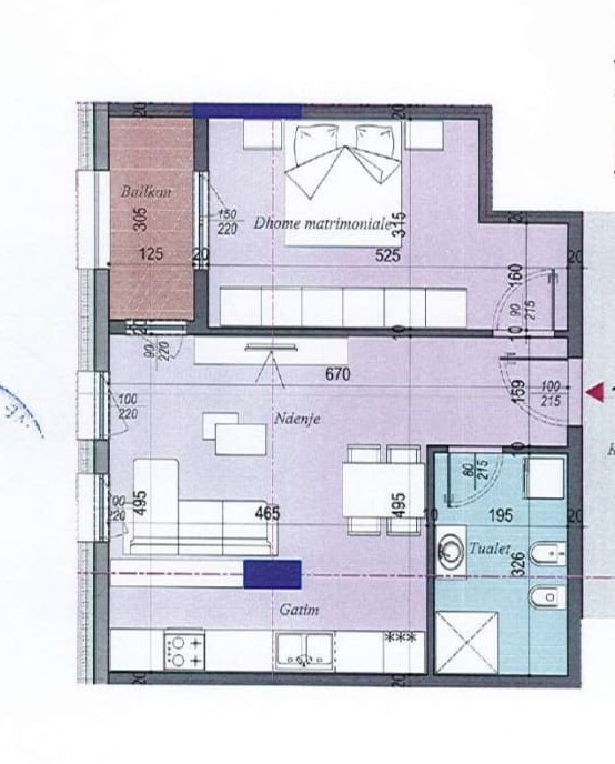 Tirane, shes apartament 1+1+Ballkon Kati 2, 71 m² 99.990 € (Tirana Entry II)