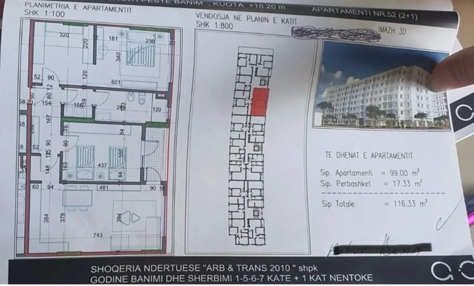 Tirane, shes 2+1 , 100 m² 