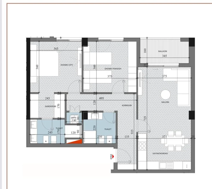 Tirane, shitet apartament 2+1 Kati 5, 116 m² 