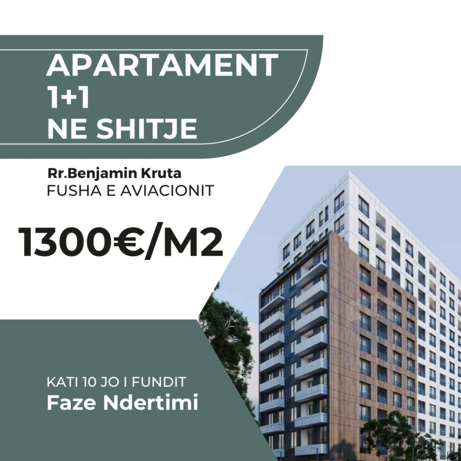 Tirane, shitet apartament 1+1+Ballkon Kati 10, 71 m² 89.000 € (Benjamin Kruta)