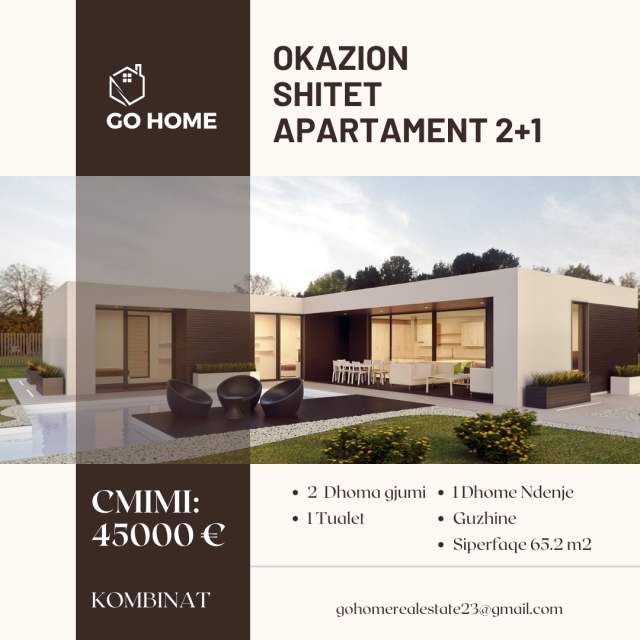 Tirane, shitet apartament 2+1+BLK Kati 4, 65 m² 45.000 Euro (KOMBINAT)