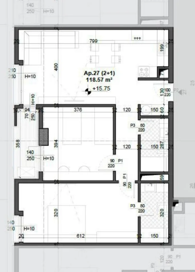 Tirane, shitet apartament 2+1 Kati 5, 118 m² 172.000 € 