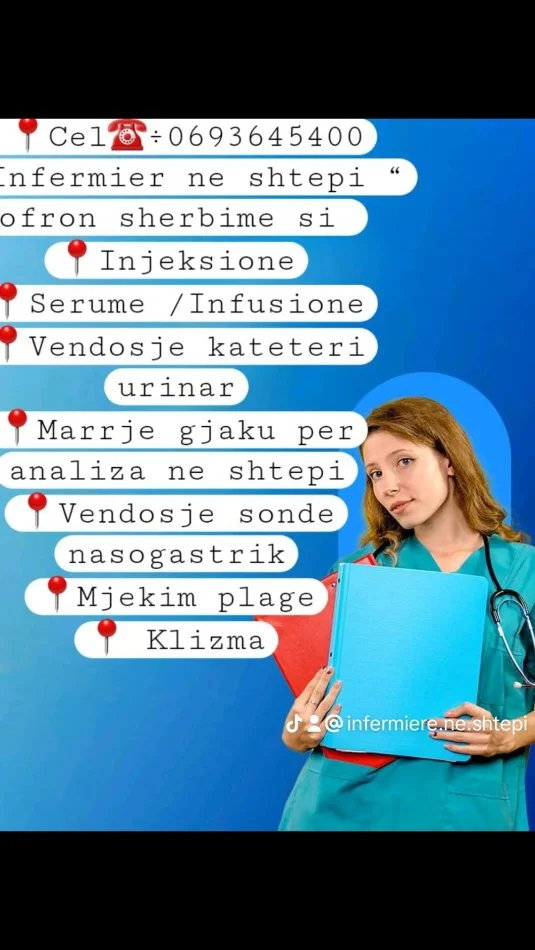 Tirane, ofroj Sherbim infermierore ne shtepi.Infermier ne shtepi.Infermiere ne shtepi