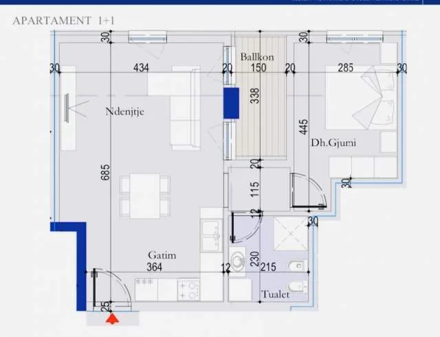 Tirane, shitet apartament 1+1 Kati 1, 62 m² 930 Euro/m2