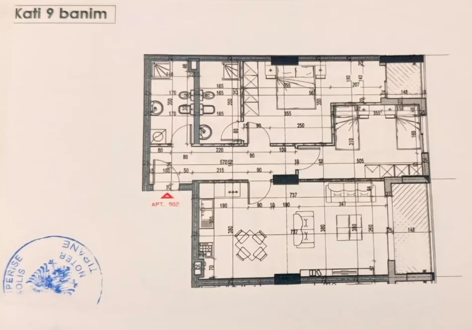 Tirane, shitet apartament 2+1+Ballkon Kati 9, 110 m² 210.900 € (Oxhaku)