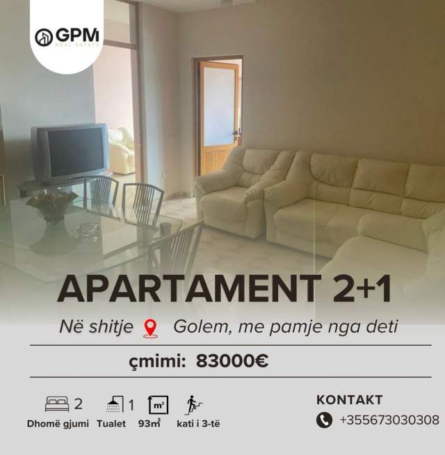 Golem, shes apartament 2+1 Kati 3, 93 m² 83.000 Euro