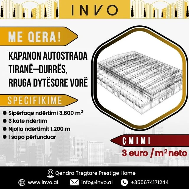 Tirane, jepet me qera magazine , 3.600 m² (Vore)