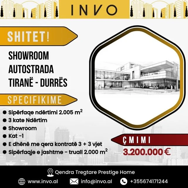 Tirane, shitet ambjent biznesi, 2.010 m² 3.200.000 € (Vore)