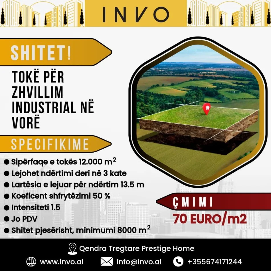 Tirane, shitet toke , 12.000 m² (Vore)