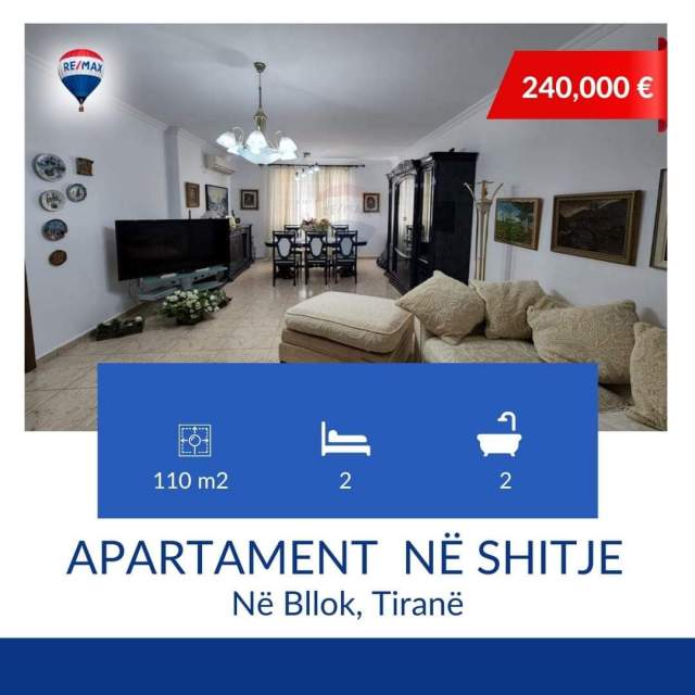 Tirane, shitet apartament 2+1 110 m² 240.000 Euro