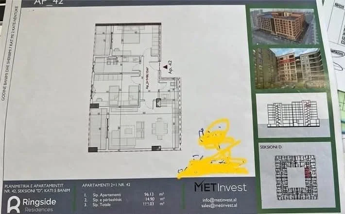Tirane, shitet nga Pronari, pa-komision apartament 2+1+Aneks+Ballkon Kati 7, 111 m² 136.500 € (Ring side, paskuqan)