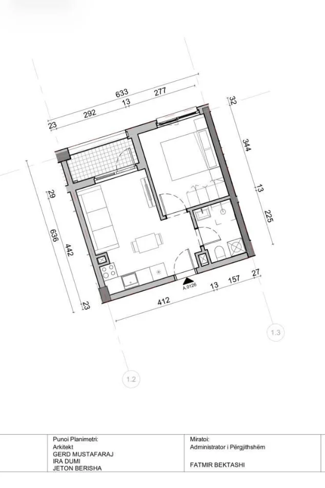Tirane, jepet me qera apartament 1+1+Ballkon Kati 3, 43 m² 410 € (rezidenca oxa)