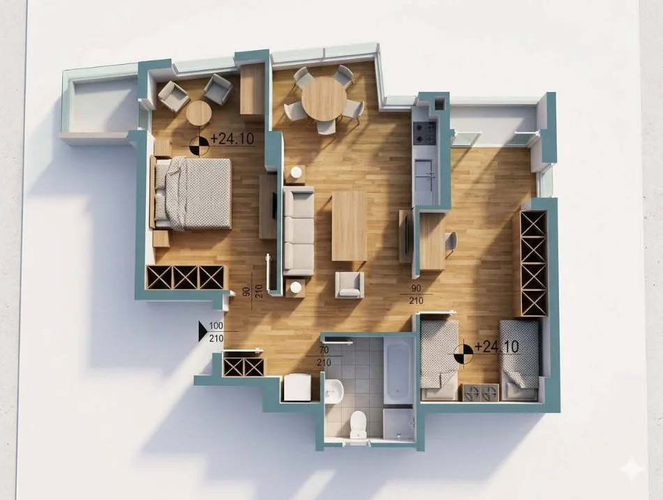 Tirane, shitet 2+1+Ballkon Kati 7, 84 m² 