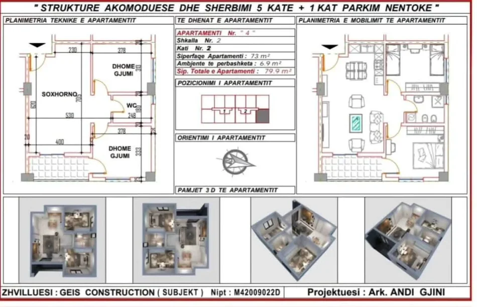 Durres, shitet apartament 2+1+Ballkon Kati 2, 80 m² 
