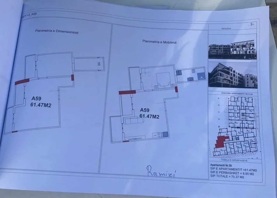 Durres, shitet apartament 1+1+Ballkon Kati 3, 71 m² 63.333 € (Mali Robit)