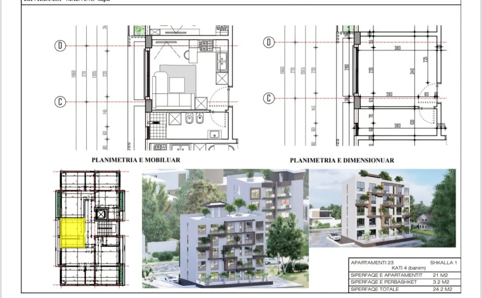 Durres, shitet garsonier 1+1 Kati 4, 24 m² (Golem)